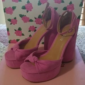 Suede Pink Platform Heels